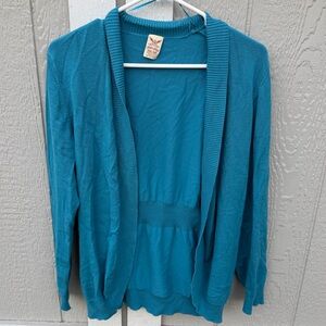 XXL (20) - Faded Glory Teal Open-Front Cardigan